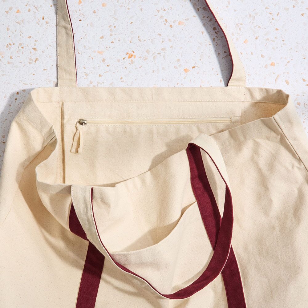 Custom-Canvas-Tote-With-Colorful-Handles Custom Canvas Tote With Colorful Handles